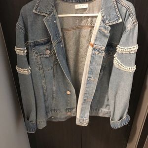Sandro denim pearl details jacket